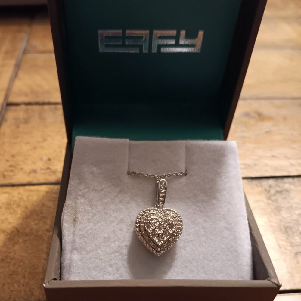 New Effy 1/10 ct. t.w. Heart Pendant Necklace in Sterling Silver